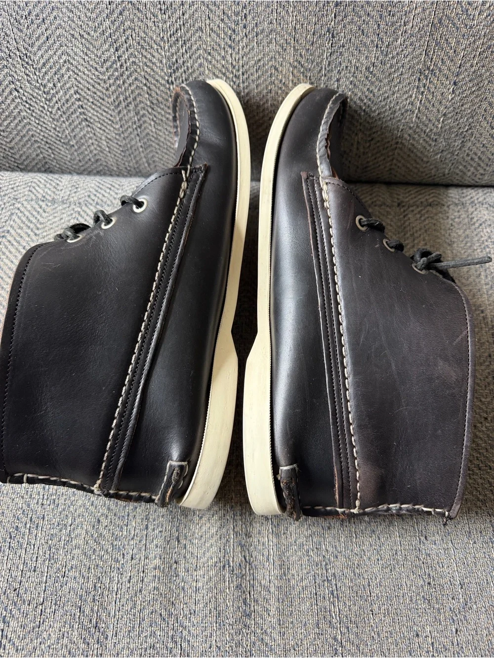 Quoddy Men’s Black Boat Moc Toe High Top Moccasin Shoes Size: 10